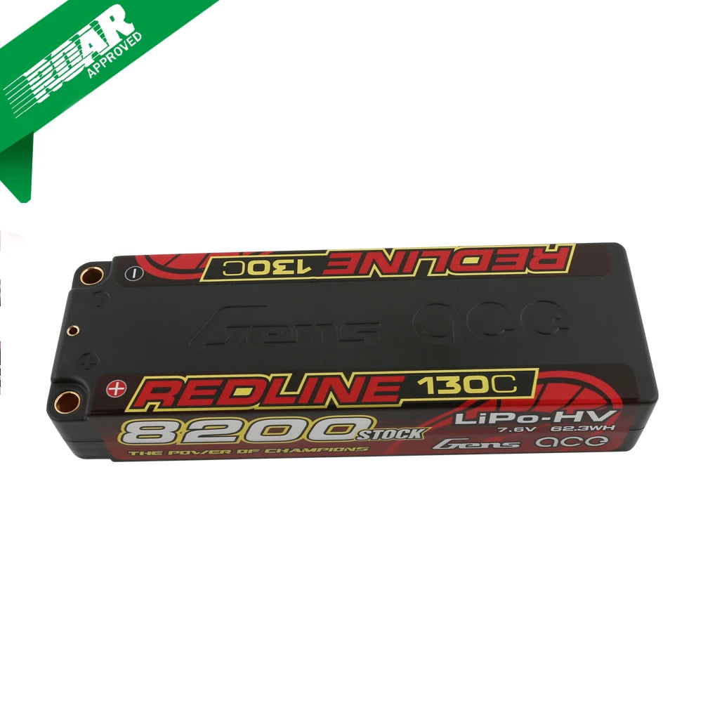 Gens ace 8200mAh 2S 130C 7.6V(HV) Lipo Battery | 5.0mm bullet | Redline 1.0