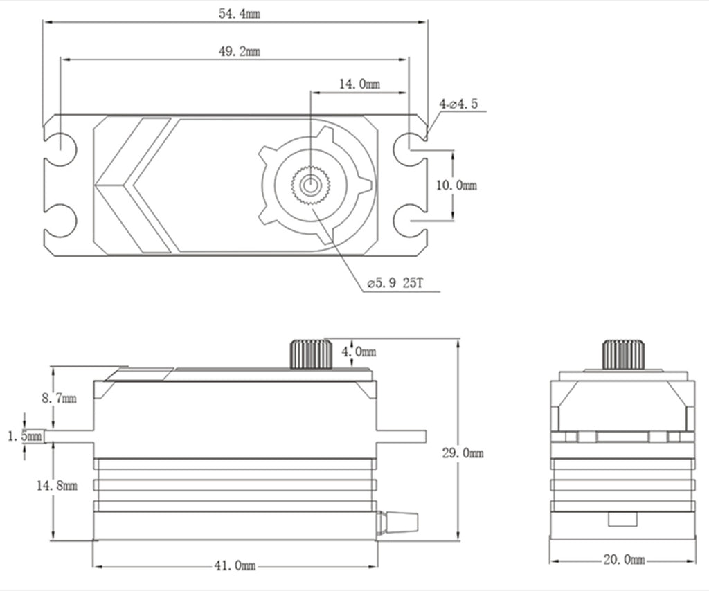 Low-Profile HV Brushless Servo .065sec / 23kg @ 8.4V, 80mm