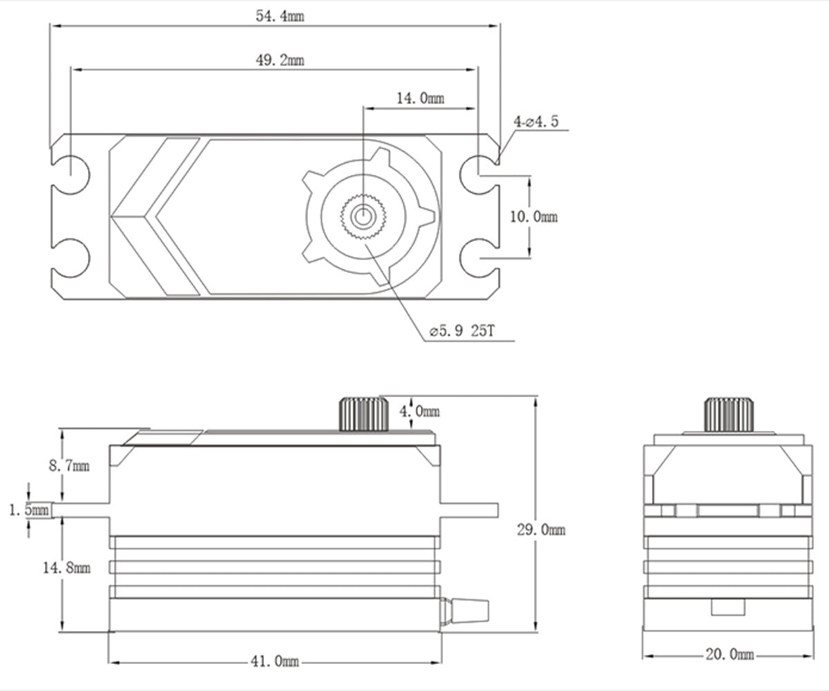 Low-Profile HV Brushless Servo .065sec / 23kg @ 8.4V, 80mm