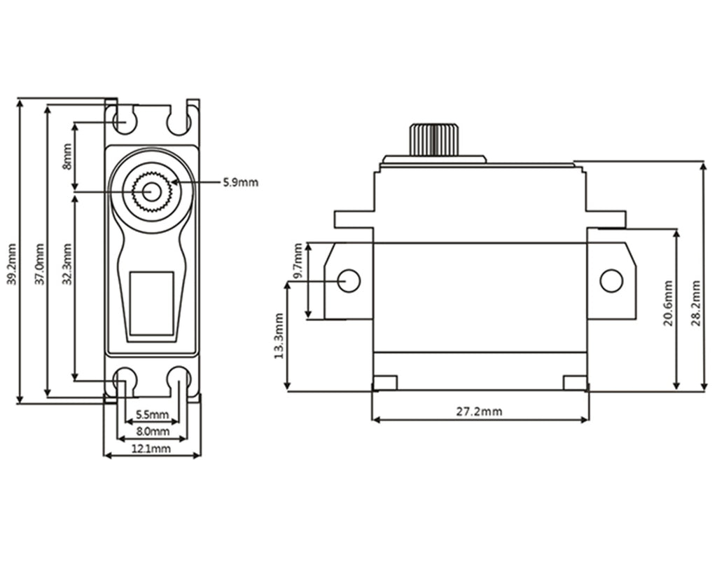 HV Coreless Digital Servo, .062sec / 125.0oz @ 8.4V