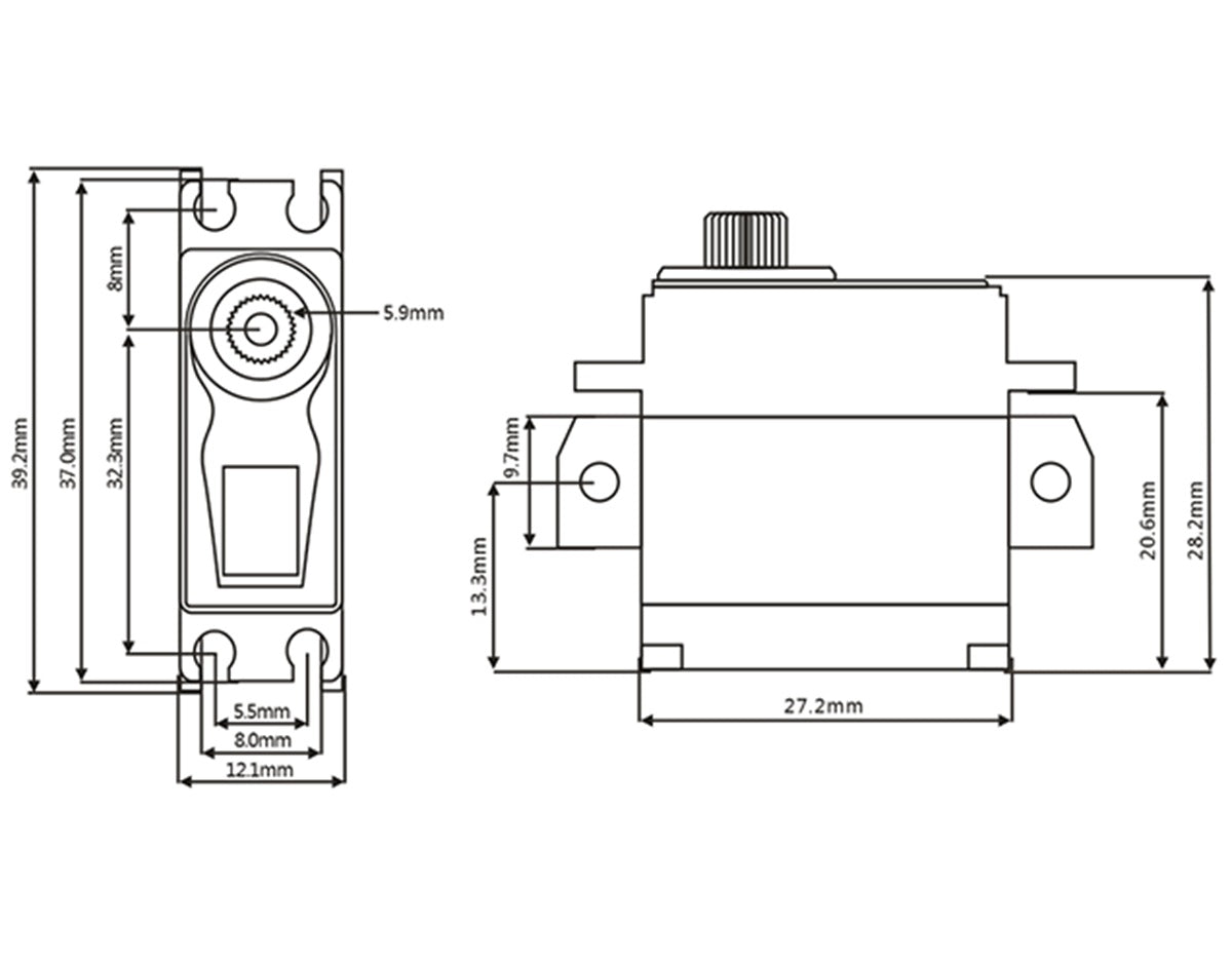 HV Coreless Digital Servo, .062sec / 125.0oz @ 8.4V