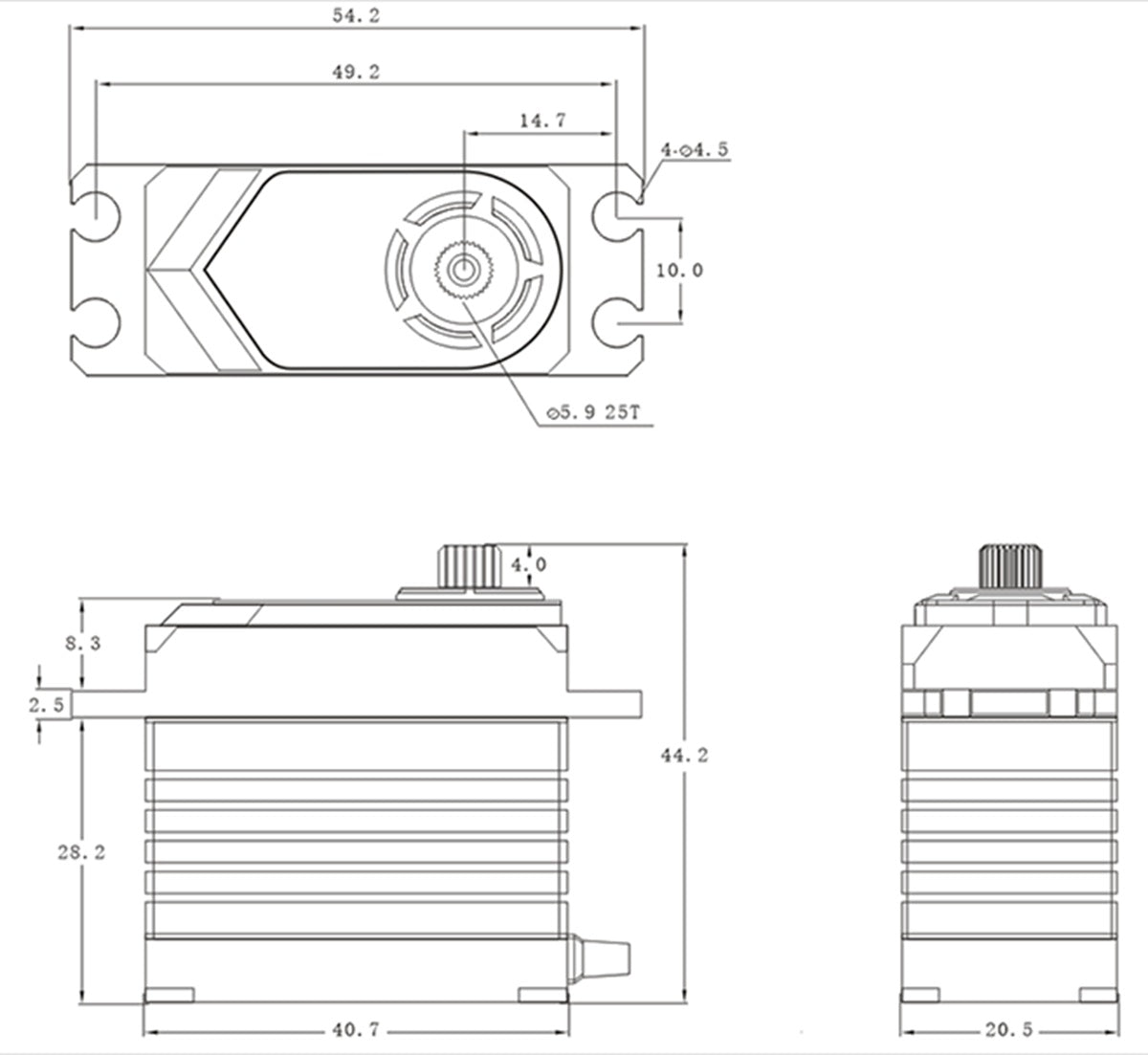 HV Brushless Digital Servo, .085sec / 805.5oz @ 8.4V