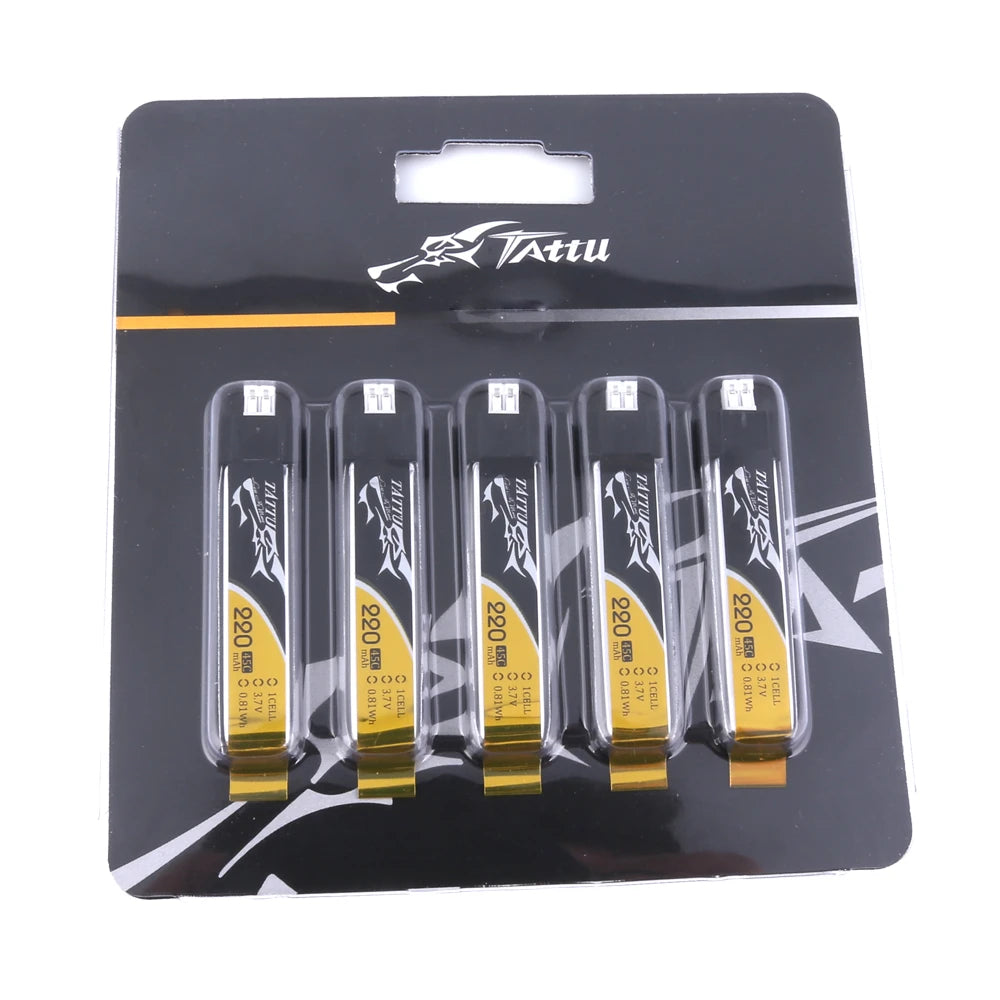 Tattu 220mAh 1S 45C 3.7V Lipo Battery | JST-PHR 2.0 Plug | FPV Classic (5pcs)