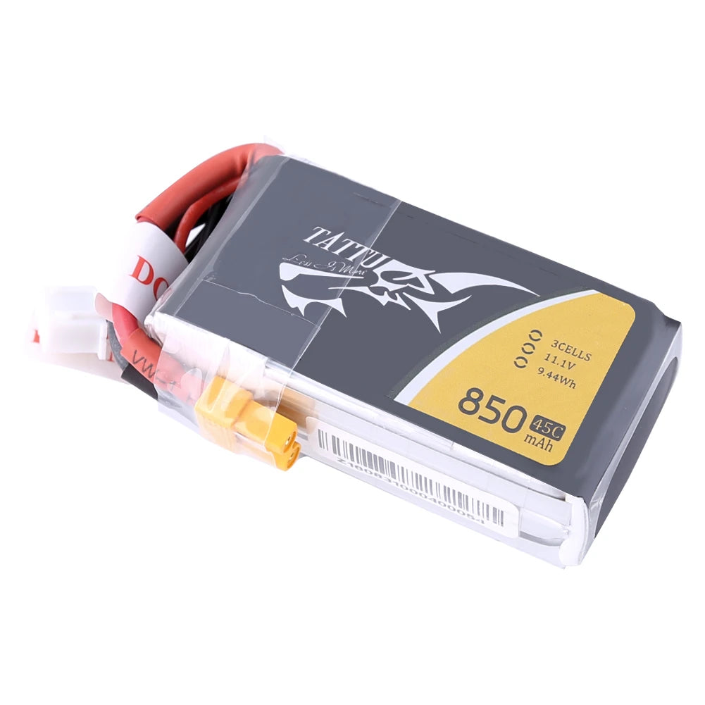 Tattu 850mAh 3S 45C 11.1V Lipo Battery | XT30 Plug | FPV Classic