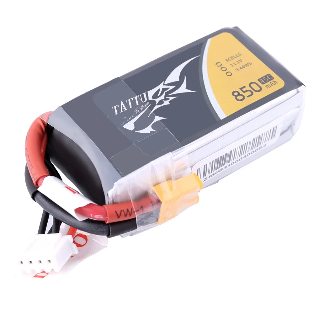 Tattu 850mAh 3S 45C 11.1V Lipo Battery | XT30 Plug | FPV Classic