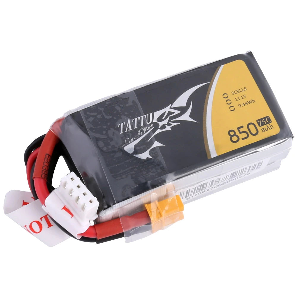 Tattu 850mAh 3S 75C 11.1V Lipo Battery | XT30 Plug | FPV Classic