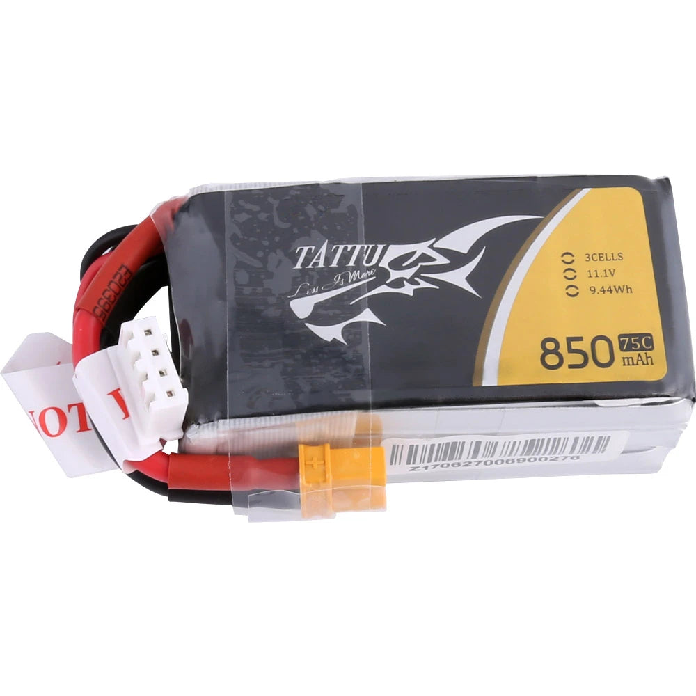 Tattu 850mAh 3S 75C 11.1V Lipo Battery | XT30 Plug | FPV Classic
