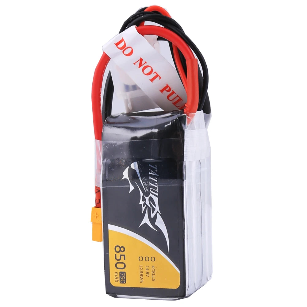 Tattu 850mAh 4S 75C 14.8V Lipo Battery | XT60 Plug | FPV Classic