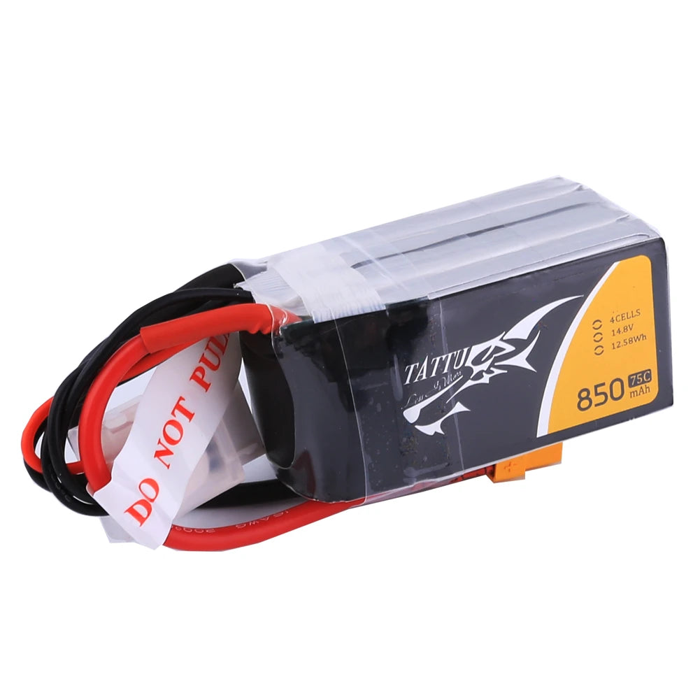Tattu 850mAh 4S 75C 14.8V Lipo Battery | XT60 Plug | FPV Classic