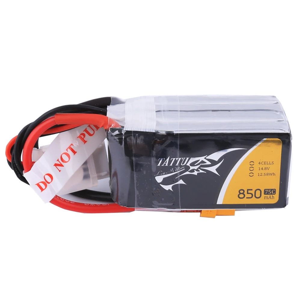 Tattu 850mAh 4S 75C 14.8V Lipo Battery | XT60 Plug | FPV Classic