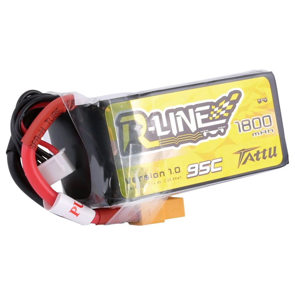 Tattu 1800mAh 4S 95C 14.8V Lipo Battery | XT60 Plug | R-Line 1.0