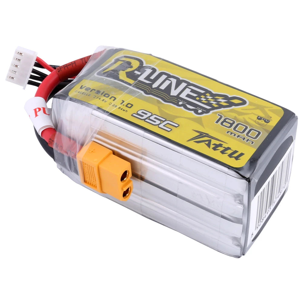 Tattu 1800mAh 4S 95C 14.8V Lipo Battery | XT60 Plug | R-Line 1.0