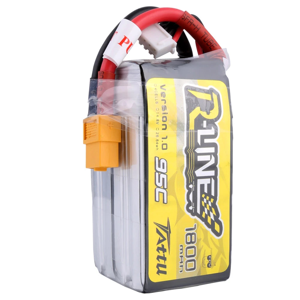 Tattu 1800mAh 4S 95C 14.8V Lipo Battery | XT60 Plug | R-Line 1.0