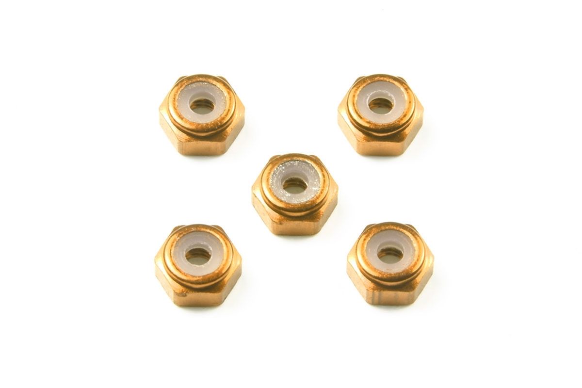 2mm Aluminum Lock Nut, Gold, 5pcs