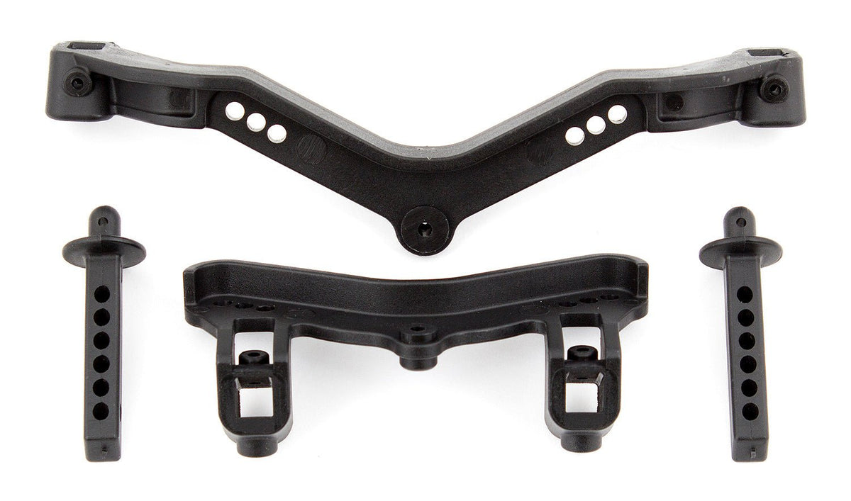 Front Body Mounts and Posts, Fits: ProSC10, Reflex DB10, and Trophy Rat