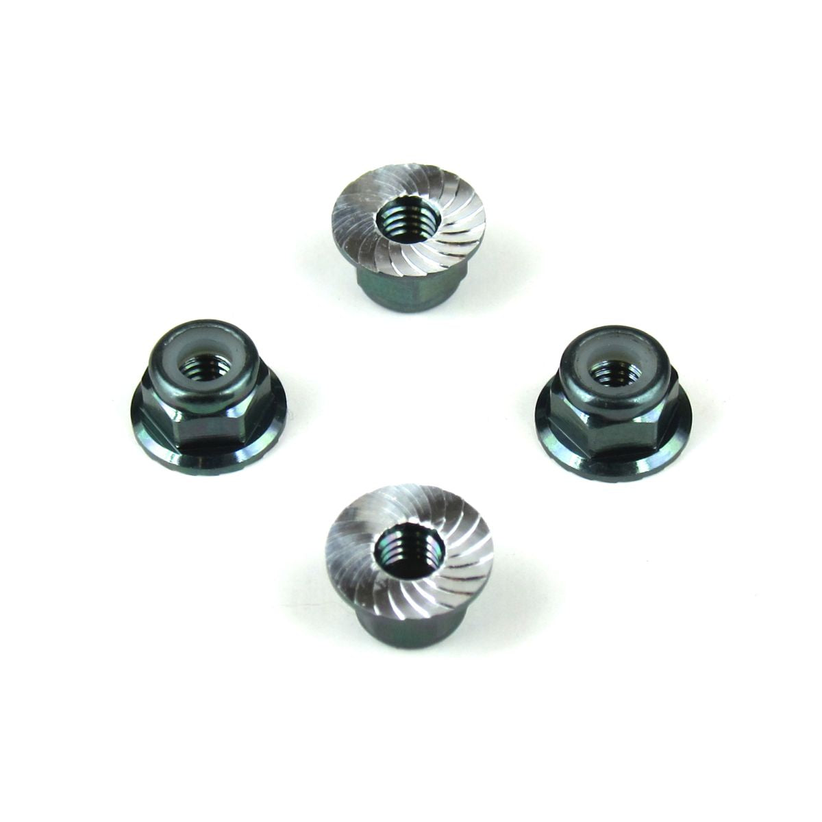 M4 Locknuts (Aluminum, Flanged, Serrated, Black,