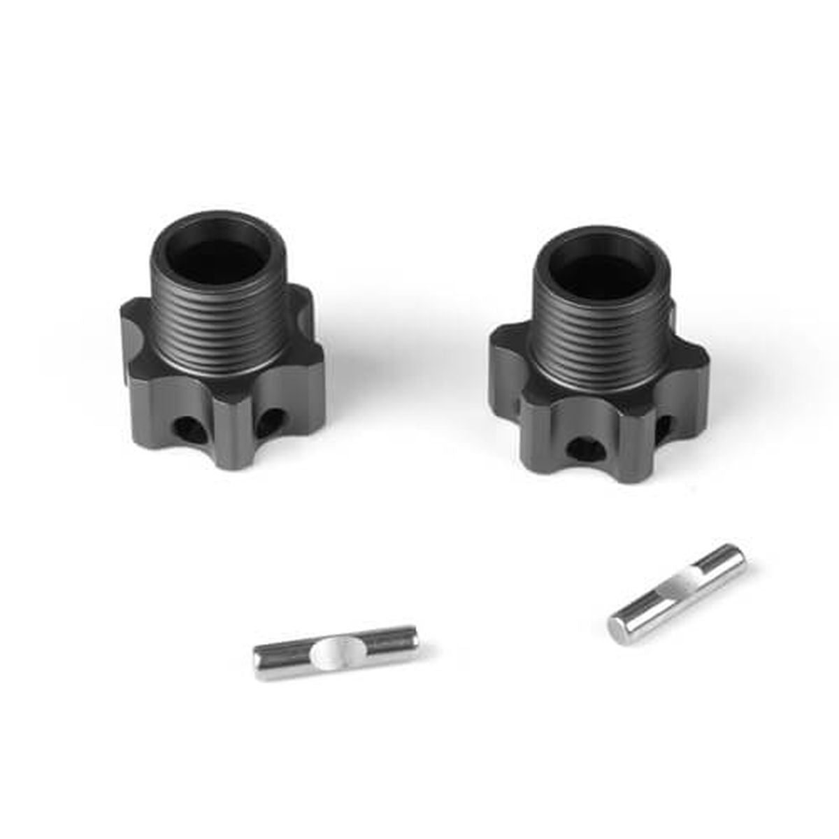 Wheel Hubs (+4mm, Lightened, Gun Metal Anodized, w/pins,
