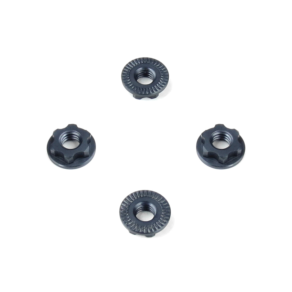 Wheel Nuts (7mm, Serrated, Gun Metal Anodized, M4, 4pcs)